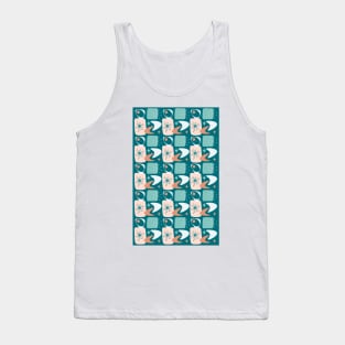 Atomic Age Mid-Century Pattern in Peach, Teal and Dark Salmon Tank Top